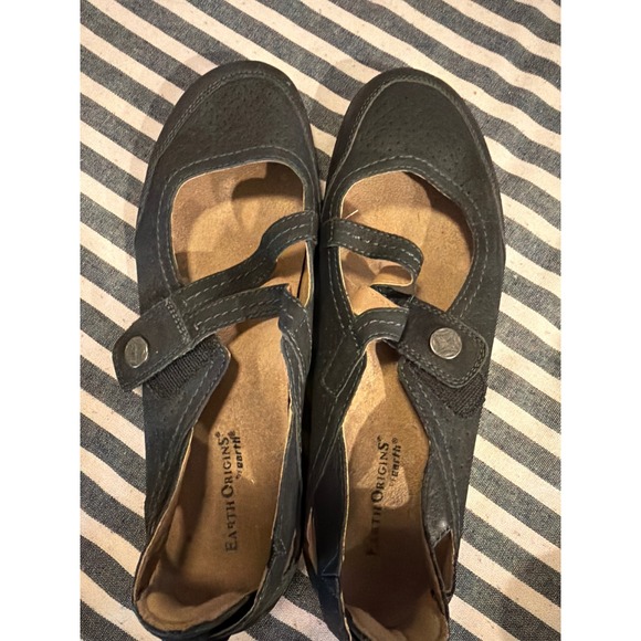 Earth Origins Shoes - Earth Origins Remy Black Leather Mary Jane Flats Womens 8M Comfort Shoe